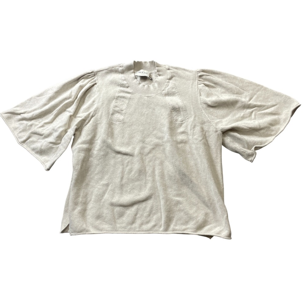 Wrap London 10 Sweater Beige Flare Sleeve 100% Cotton